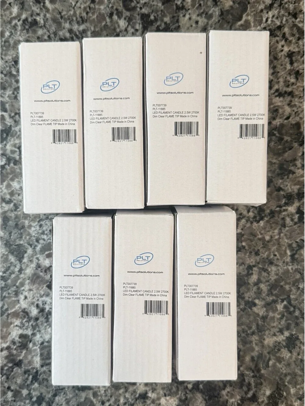 7 Pack - PLT LED Filament Candle Bulb 2.5W 2700K Dim Clear Flame TipPLT-11885
